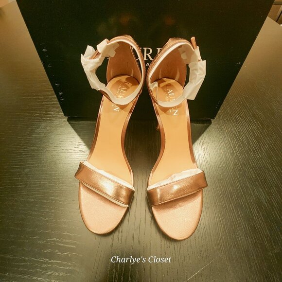 Lauren Ralph Lauren Allie Ankle-Strap Logo Open-Toe Dress Heels 5.5B NWB - Picture 2 of 12